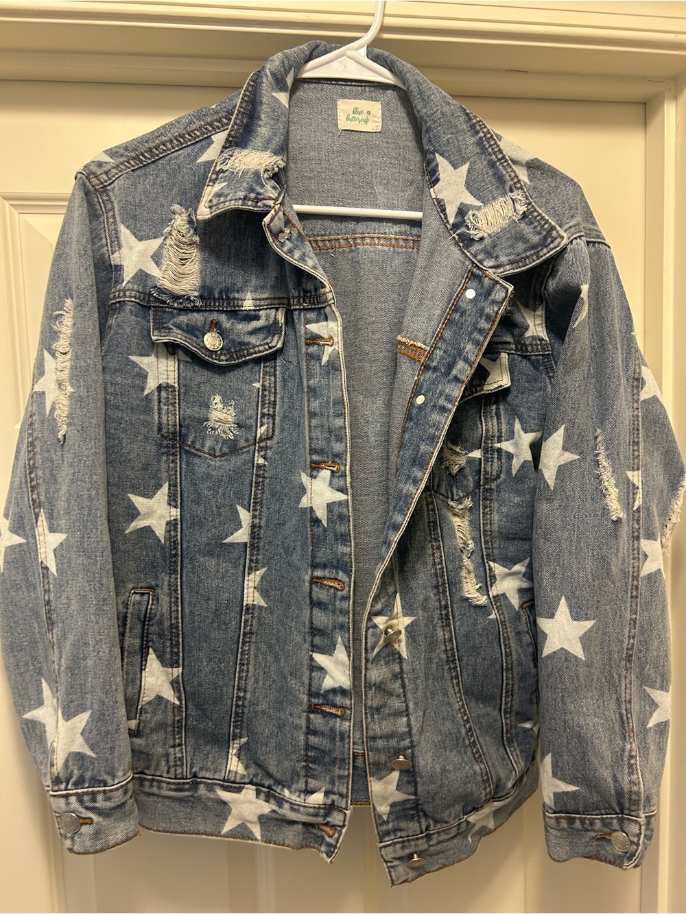 Women's Blue Star Print Denim Jacket